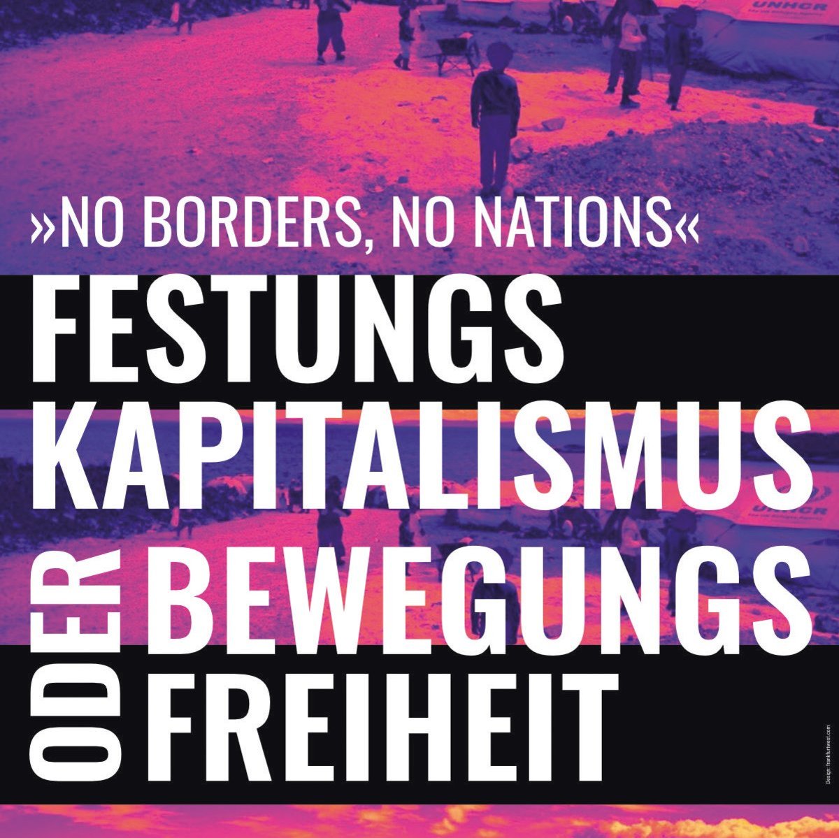 AK kritische Gesellschafttheorie | No borders, no nations | Plakat DIN A2 | 4/0-farbig