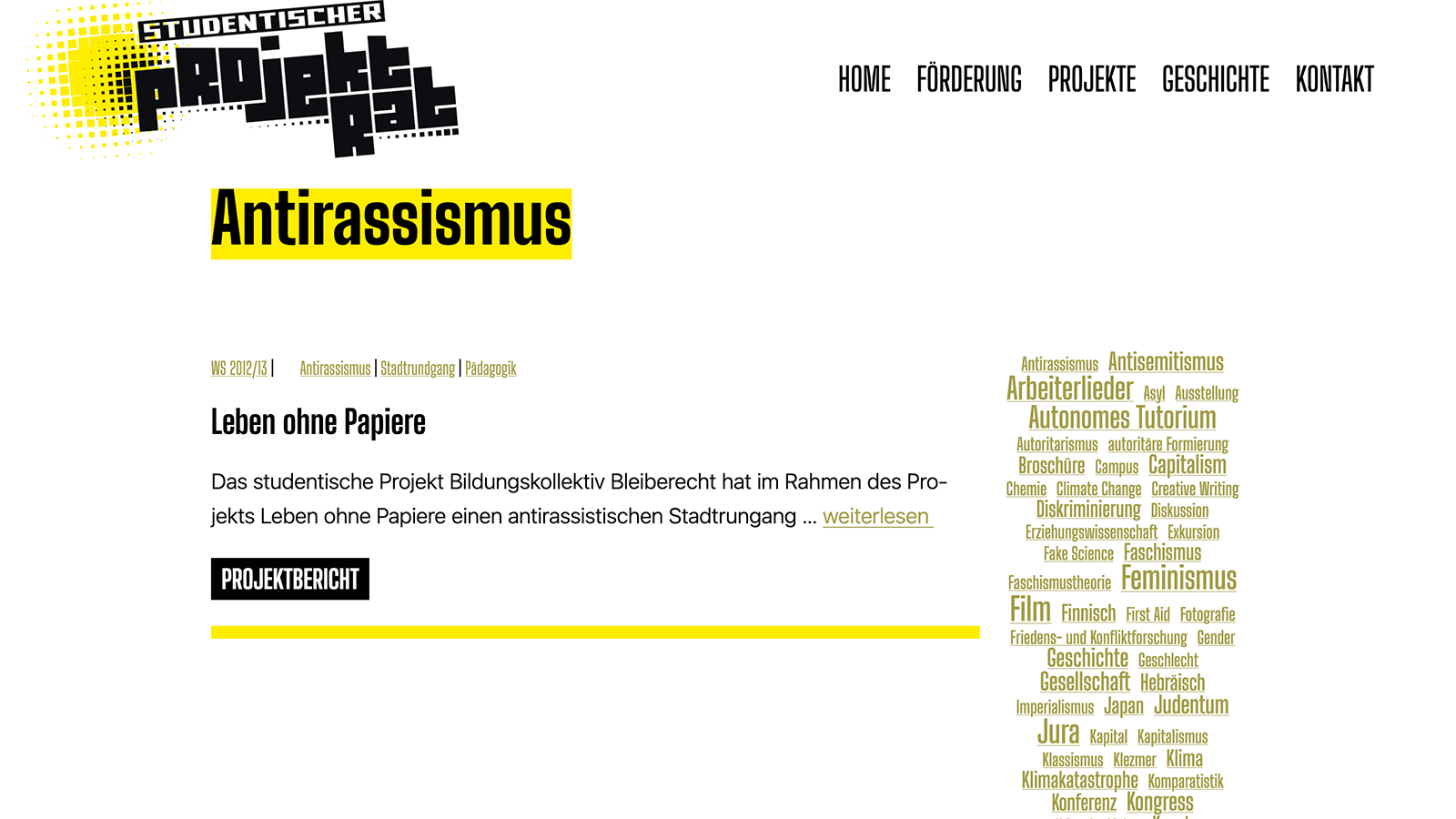 Studentischer Projektrat | Website | Thema 