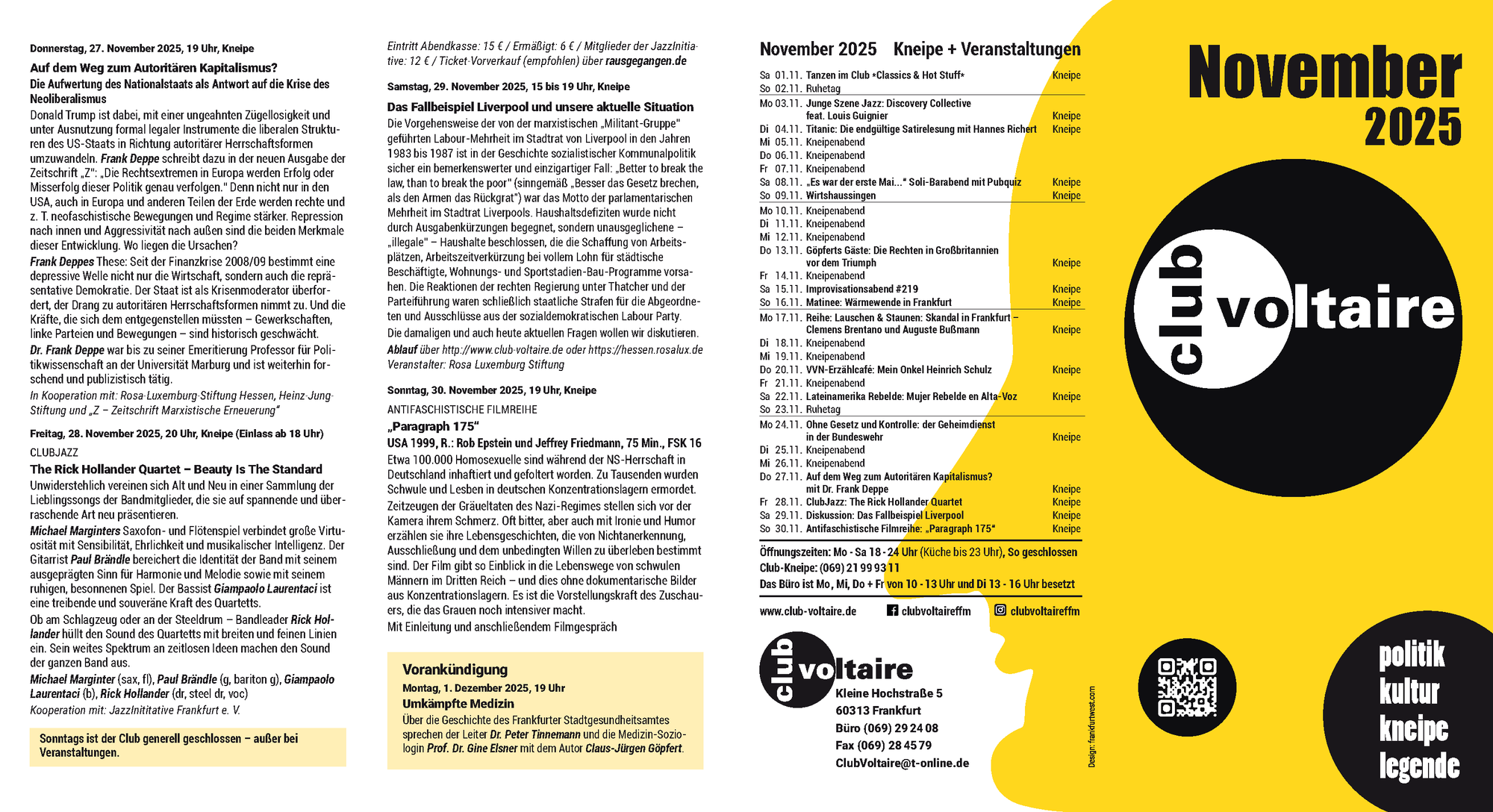 club voltaire | Monatsprogramm