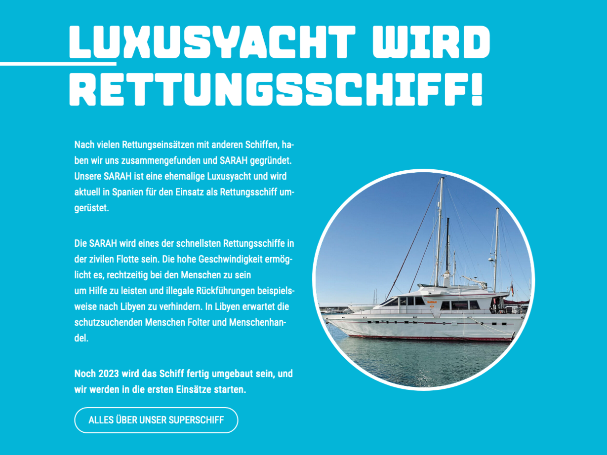 SARAH Seenotrettung | Website | WordPress 