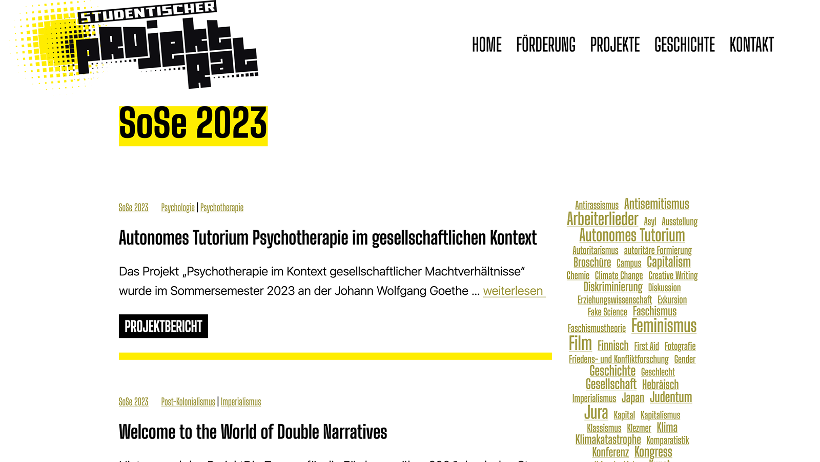 Studentischer Projektrat | Website | Kategorie 