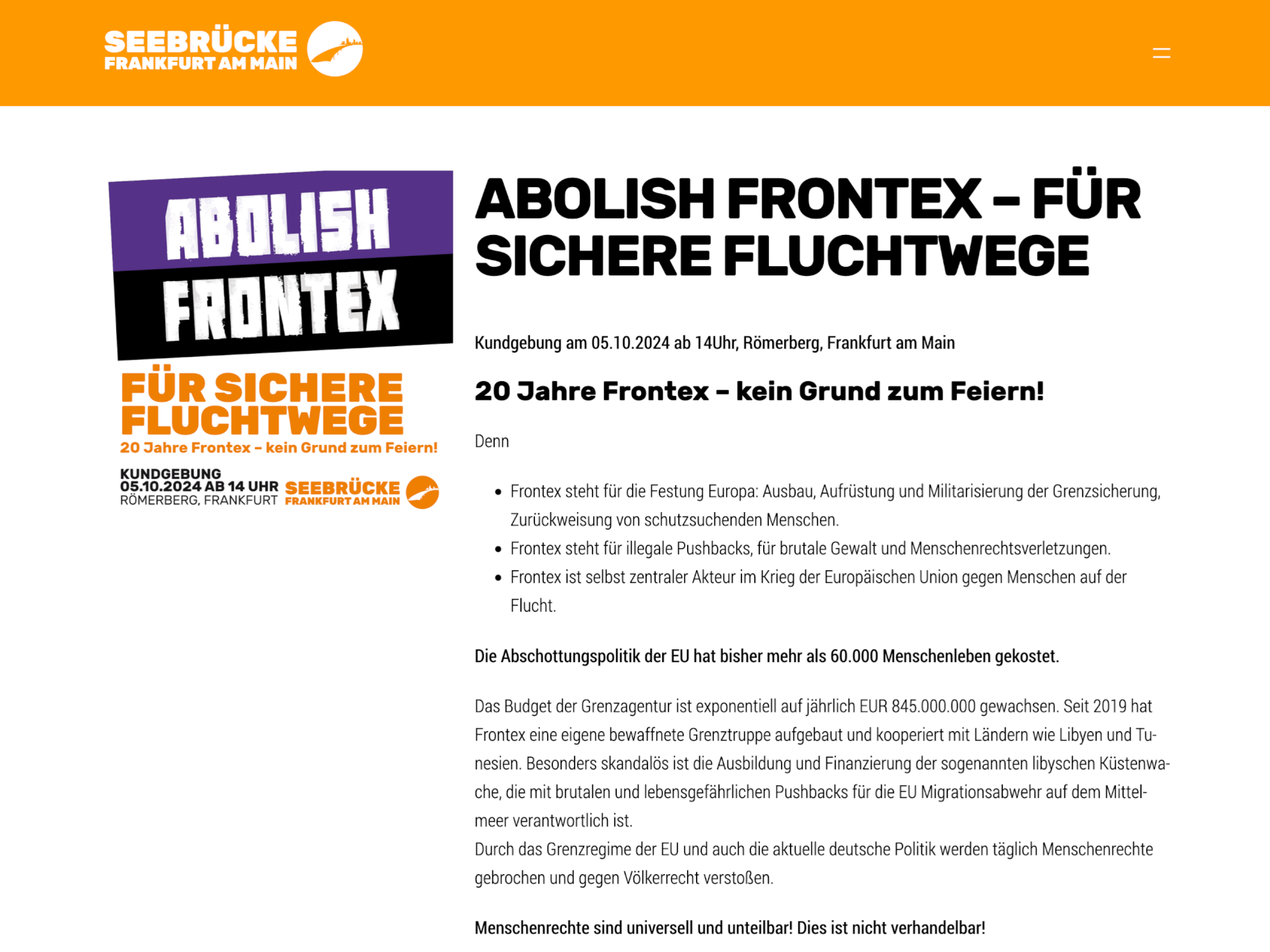 Seebrücke Frankfurt | Website | WordPress 