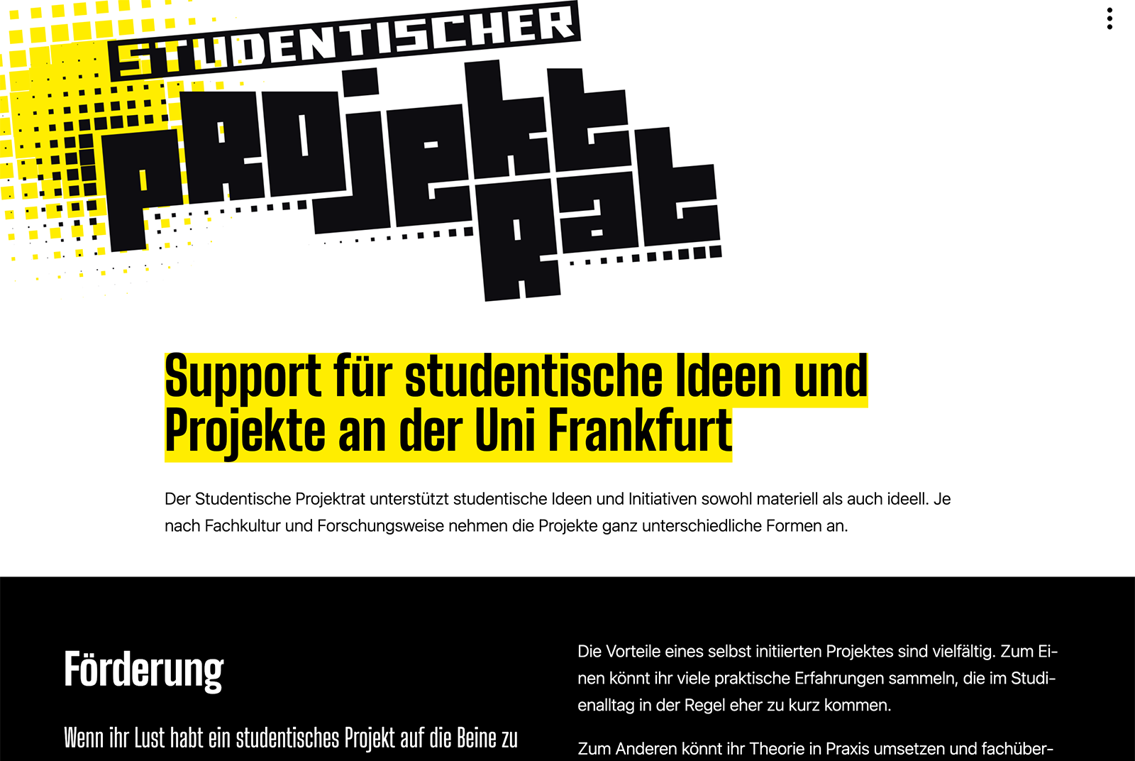 Studentischer Projektrat | Website | WordPress