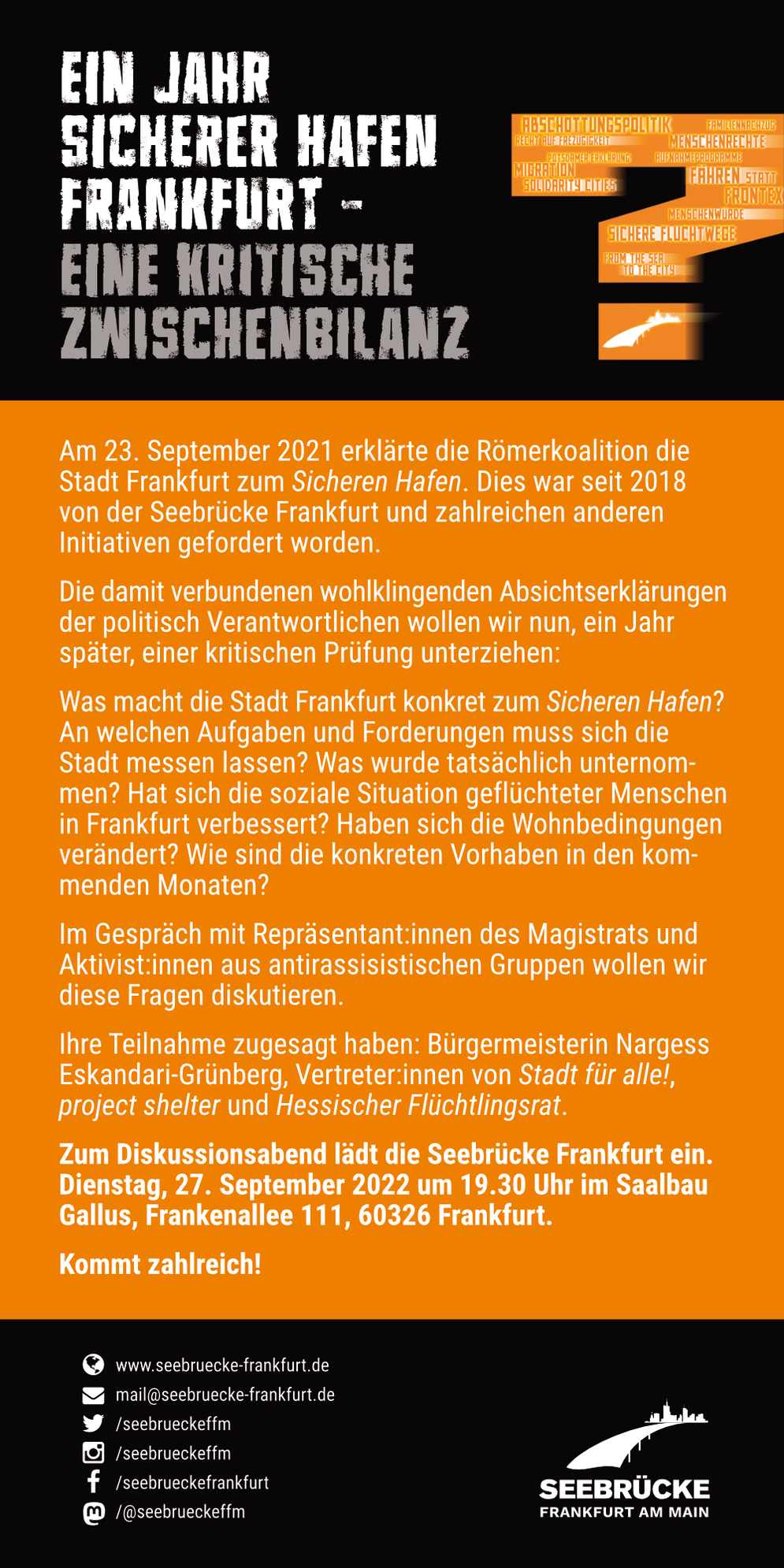 Seebrücke Frankfurt | Flyer Lang DIN | 4/4-farbig 