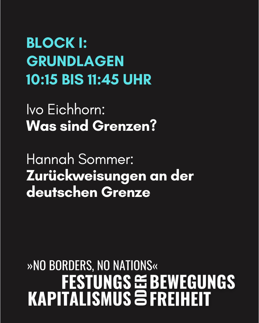 AK kritische Gesellschafttheorie | No borders, no nations | Sharepic Tagungsprogramm