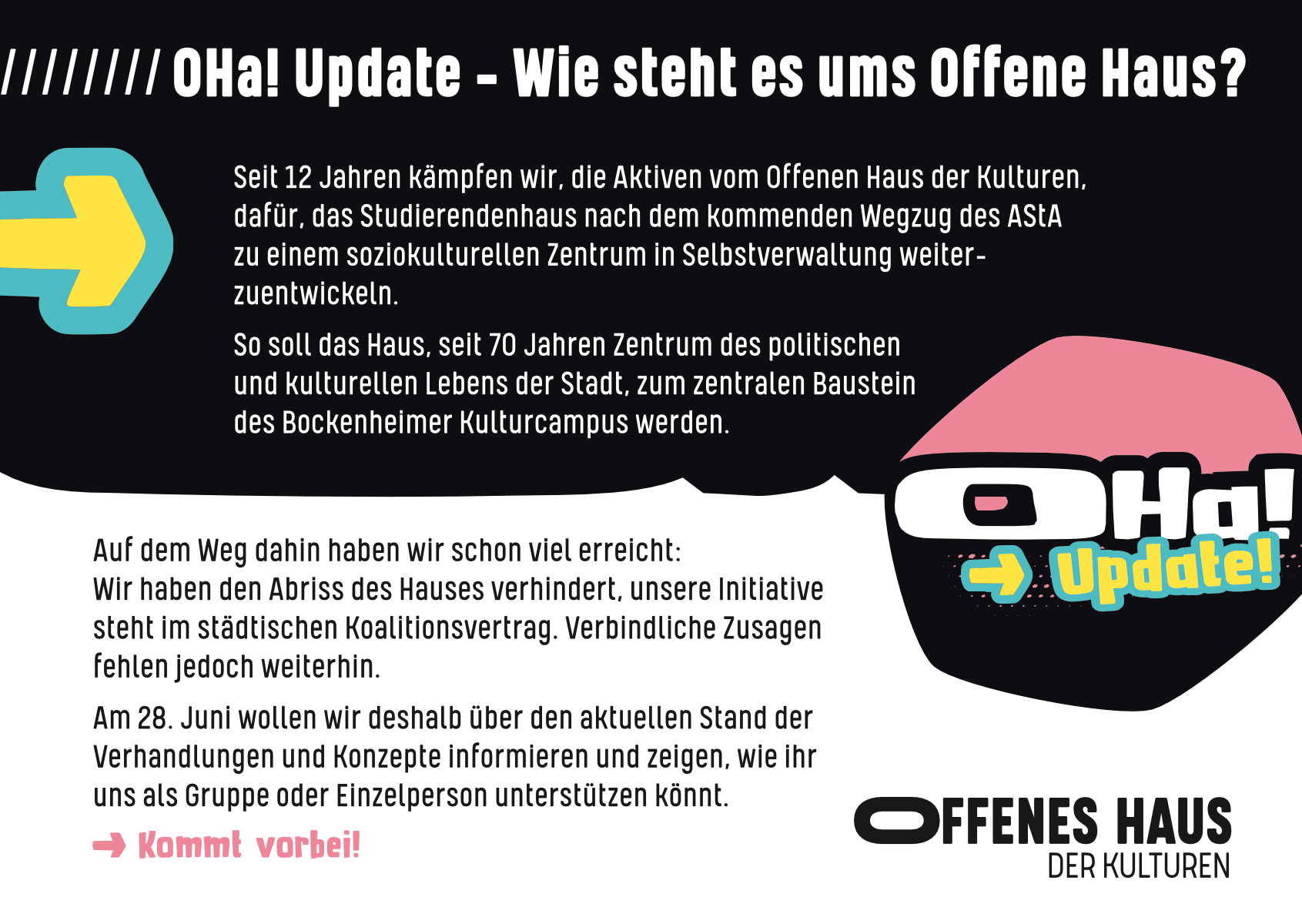 Offenes Haus | OHa! Update!| Flyer DIN A6 | 4/4-farbig 