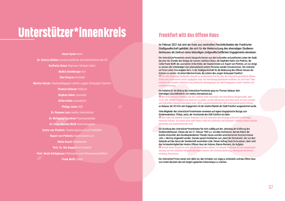 Offenes Haus | Umsetzungskonzept Broschüre | Seiten 56/57