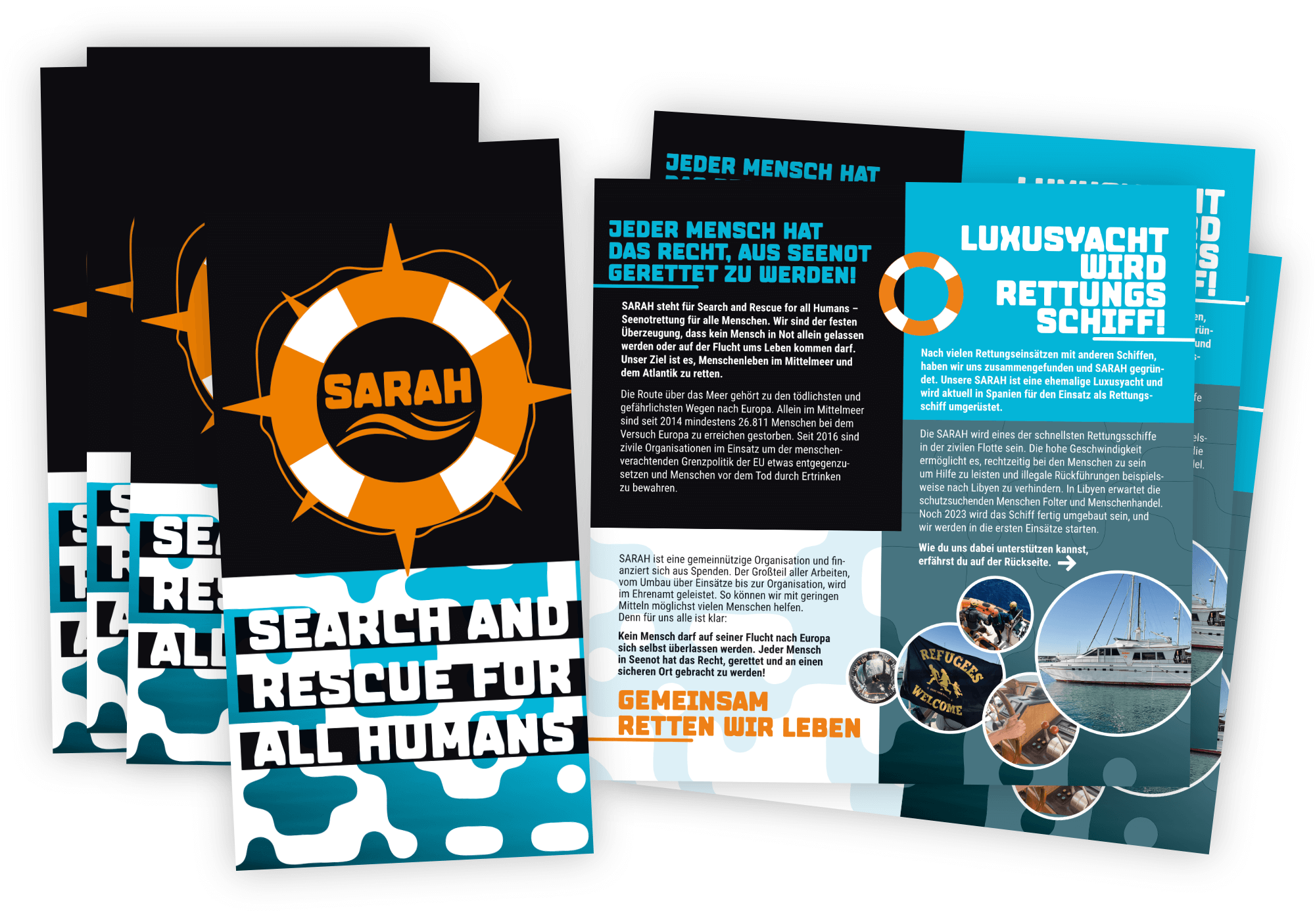 SARAH Seenotrettung | Flyer Lang DIN | 4/4-farbig 