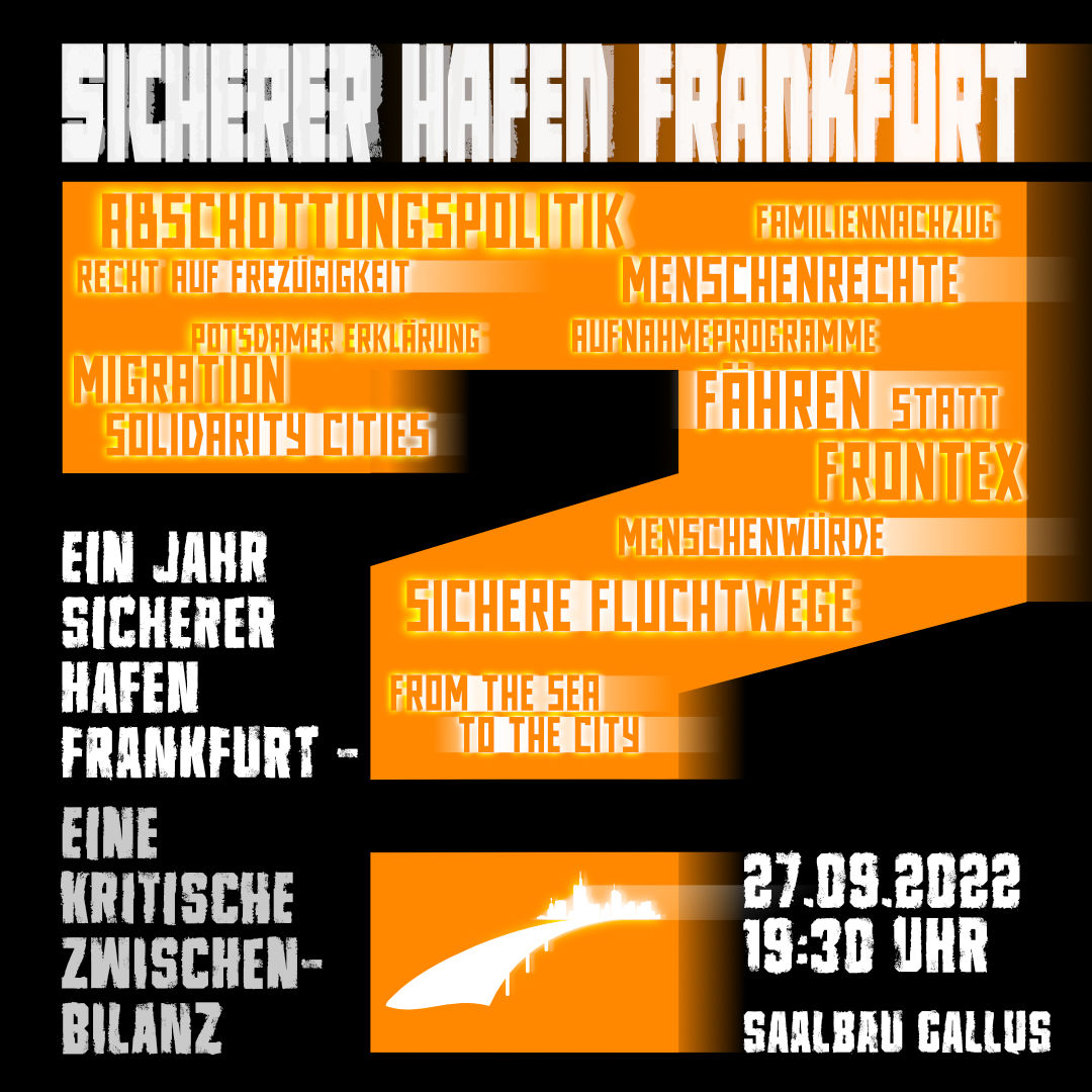 Seebrücke Frankfurt | Sicherer Hafen Frankfurt? | Sharepic | 1080 x 1080 px 